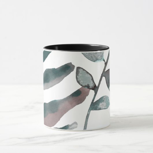 Rustic Blush Greenery Botanical Leaves Waterverf Mok (Midden)