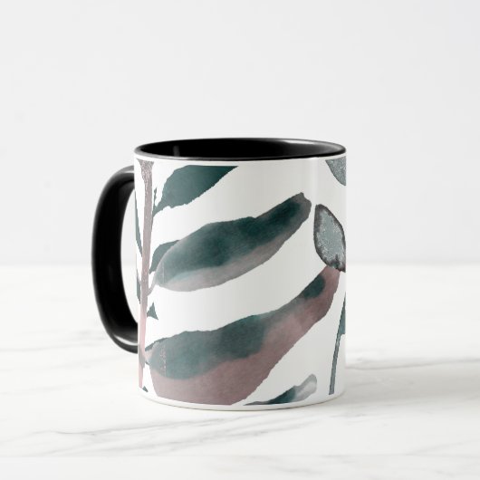 Rustic Blush Greenery Botanical Leaves Waterverf Mok (Voorkant links)