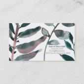 Rustic Blush Greenery Botanical Leaves Waterverf Visitekaartje (Achterkant)
