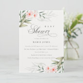 Rustic Blush Greenery Floral Baby shower Invite Bedankkaart (Staand voorkant)