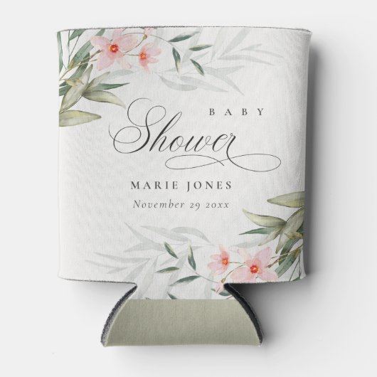 Rustic Blush Greenery Floral Bunch Baby shower Blikjeskoeler (Voorkant)