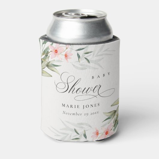 Rustic Blush Greenery Floral Bunch Baby shower Blikjeskoeler (Blikje Achterkant)