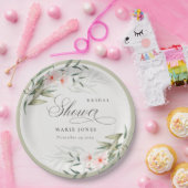 Rustic Blush Greenery Floral Bunch Vrijgezellenfee Papieren Bordje (Feest)