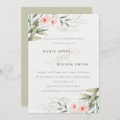 Rustic Blush Greenery Floral Verloving Invite Bedankkaart (Voorkant / Achterkant)