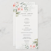 Rustic Blush Greenery Floral Wedding Programme Bedankkaart (Voorkant / Achterkant)