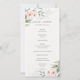 Rustic Blush Greenery Floral Wedding Programme Bedankkaart