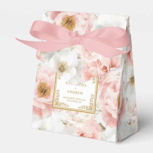 Rustic Blush Ivory Gold Wedding Dank u Bedankdoosjes (Voorkant Zijde)