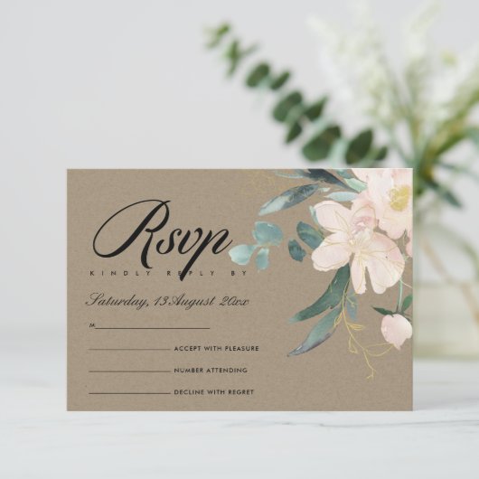 RUSTIC BLUSH KRAF FLORAL BUNCH WATERVERF RSVP (Staand voorkant)