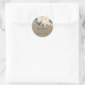 RUSTIC BLUSH KRAFT FLORAL BUNCH WATERVERF WEDING RONDE STICKER (Tas)