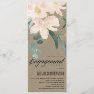 RUSTIC BLUSH KRAFT FLORAL WATERVERF VERLOVING KAART