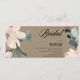 RUSTIC BLUSH KRAFT FLORAL WATERVERF VRIJGEZELLENFE KAART