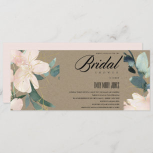 RUSTIC BLUSH KRAFT FLORAL WATERVERF VRIJGEZELLENFE KAART