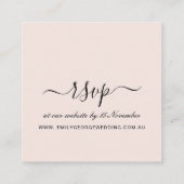 RUSTIC BLUSH KRAFT FLORAL WEDDING WEBSITE RSVP VIERKANTE VISITEKAARTJE (Achterkant)