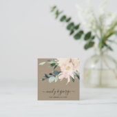 RUSTIC BLUSH KRAFT FLORAL WEDDING WEBSITE RSVP VIERKANTE VISITEKAARTJE (Staand voorkant)