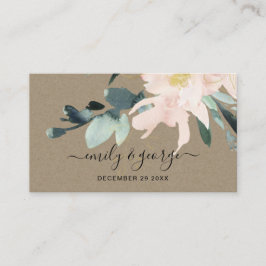 RUSTIC BLUSH KRAFT FLORAL WEDDING WEBSITE RSVP VISITEKAARTJE