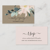 RUSTIC BLUSH KRAFT FLORAL WEDDING WEBSITE RSVP VISITEKAARTJE (Voorkant / Achterkant)
