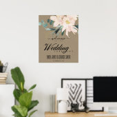 RUSTIC BLUSH KRAFT GOLD FLORAL WEDDING WELKOM POSTER (Thuiskantoor)