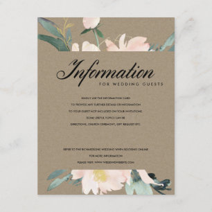 RUSTIC BLUSH KRAFT GOLD FLORAL WEDING INFORMATION INFORMATIEKAARTJE