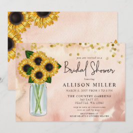 Rustic Blush Mason Jar Sunflower Vrijgezellenfeest Kaart