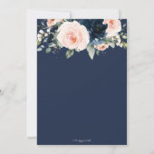 Rustic Blush Navy Blue Floral Greenery Wedding Kaart (Achterkant)