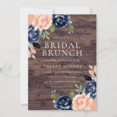 Rustic Blush Navy Blue Floral Vrijgezellenfeest Br Kaart (Voorkant)