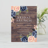 Rustic Blush Navy Blue Floral Vrijgezellenfeest Br Kaart (Staand voorkant)