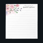 Rustic Blush Pastel Pink Floral Waterverf Script Notitieblok<br><div class="desc">Rustic Blush Pastel Pink Floral Waterverf Script Notitieblok</div>