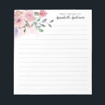 Rustic Blush Pastel Pink Floral Waterverf Script Notitieblok<br><div class="desc">Rustic Blush Pastel Pink Floral Waterverf Script Notitieblok</div>