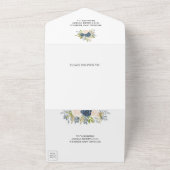 Rustic Blush Pink and Dusty Blue Floral Wedding All In One Uitnodiging (Buitenkant)