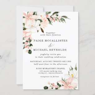 Rustic Blush Pink and White Floral Wedding Kaart