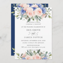 Rustic Blush Pink Blue Floral Greenery Wedding