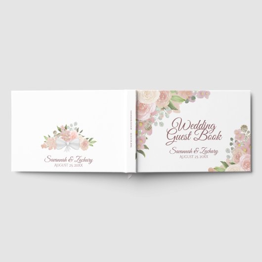 Rustic Blush Pink Elegant Floral Boho Chic Wedding Gastenboek (Volledig)