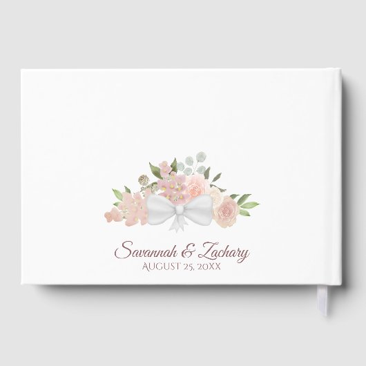 Rustic Blush Pink Elegant Floral Boho Chic Wedding Gastenboek (Achterkant)