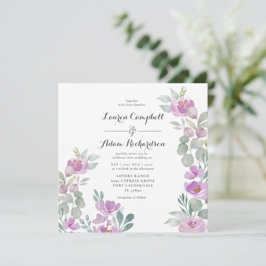 Rustic Blush Pink Eucalyptus Greenery Wedding Invi (Staand voorkant)