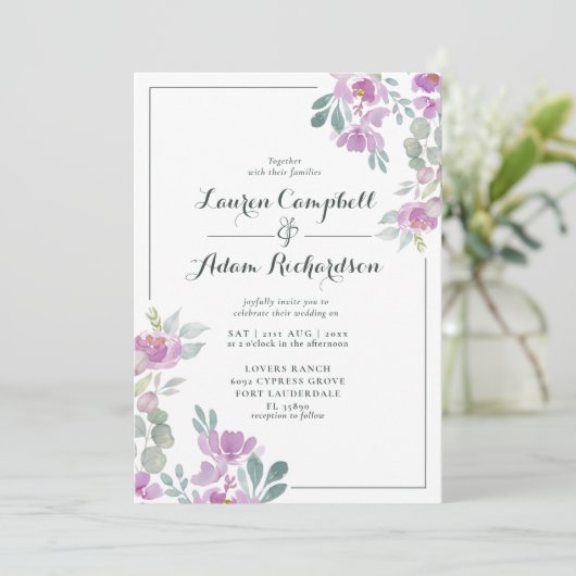 Rustic Blush Pink Eucalyptus Greenery Wedding Invi Kaart (Staand voorkant)