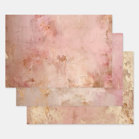 Rustic Blush Pink Faux Paint Inpakpapier Vel (Set)