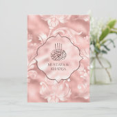 Rustic Blush Pink Filigree Floral Muslim Wedding Kaart (Staand voorkant)