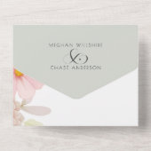 Rustic Blush Pink Floral All In One Uitnodiging (Achterkant)