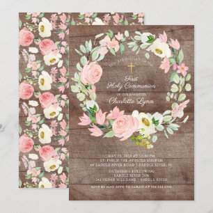Rustic Blush Pink Floral First Community Kaart