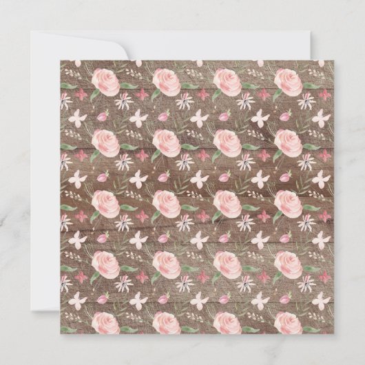 Rustic Blush Pink Floral First Heilige Communie Kaart (Achterkant)