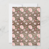 Rustic Blush Pink Floral First Heilige Communie Kaart (Achterkant)