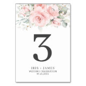 Rustic Blush Pink Floral Greenery Table Number Kaart (Voorkant)