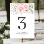 Rustic Blush Pink Floral Greenery Table Number Kaart