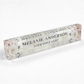 Rustic Blush Pink Floral op driftwood Naambordje