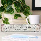 Rustic Blush Pink Floral op driftwood Naambordje