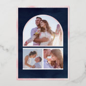 Rustic Blush Pink Floral Pumpkin Navy Weddenschap  Folie Uitnodiging (Achterkant)