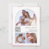 Rustic Blush Pink Floral Pumpkin QR Code Weddensch Kaart (Achterkant)