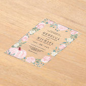 Rustic Blush Pink Floral Pumpkin Wedding Acryl Uitnodigingen (Laagn)