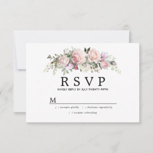 Rustic Blush Pink Floral Quinceanera RSVP-kaart RSVP Kaartje