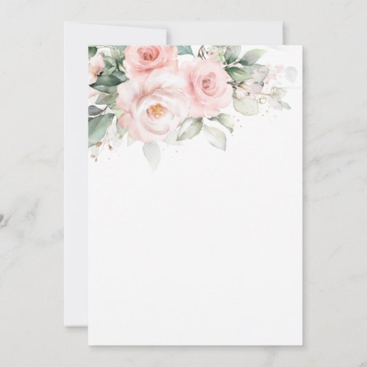 Rustic Blush Pink Floral Rozen Greenery Wedding Kaart (Achterkant)